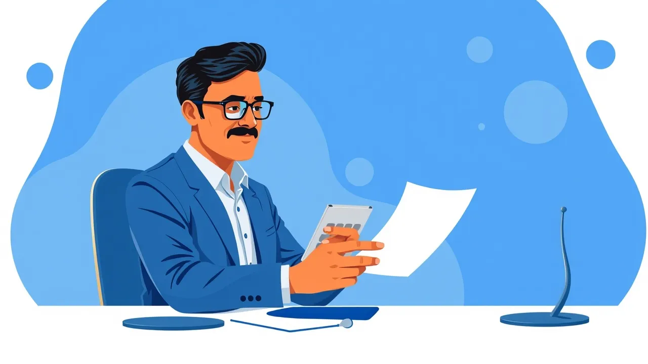 An Indian employee calculating figures on a desk to verify their final settlement details.