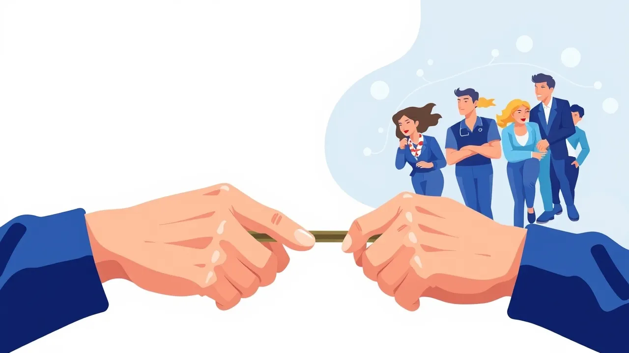 Close-up of hands passing a relay baton, representing smooth transitions in the employee lifecycle.